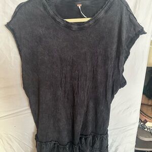 Free People Charcoal Short Sleeve Top
